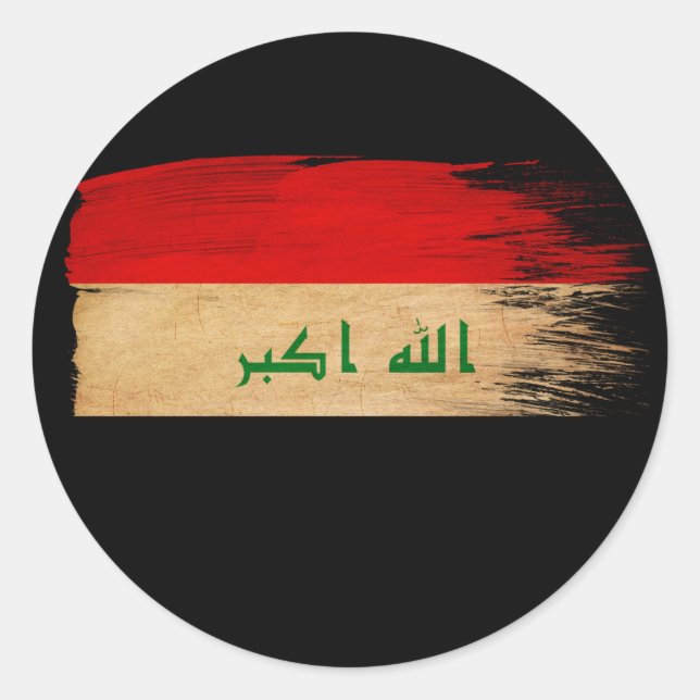 Irak-Flagga Runt Klistermärke (Framsida)