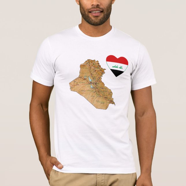 Irak flaggahjärta och kartaT-tröja T Shirt (Framsida)