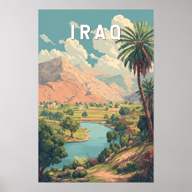 Irak Illustration Resa Konst Vintage Poster (Framsidan)
