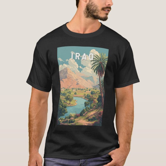 Irak Illustration Resa Konst Vintage T Shirt (Framsida)