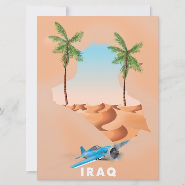 Irak Illustrerad resa affisch tryck. Inbjudningar (Framsida)