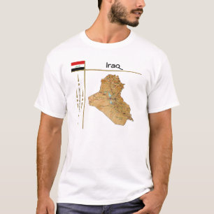 Irak Karta + Flagga + avdelning T-Shirt