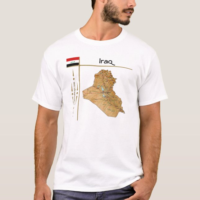 Irak Karta + Flagga + avdelning T-Shirt (Framsida)