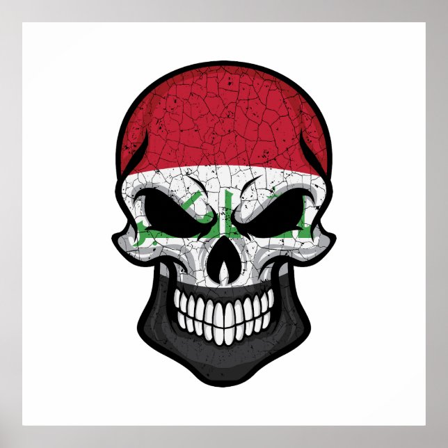 Irak Smiling Skull Flagga Poster (Framsidan)
