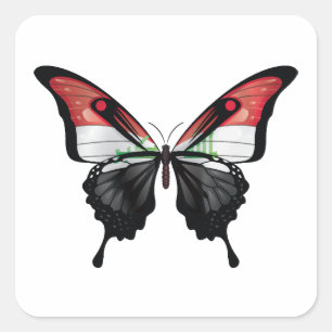 Irak Swallowtail Butterfly Flagga Fyrkantigt Klistermärke