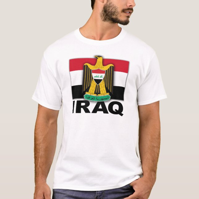 Irak vapensköldflagga t shirt (Framsida)