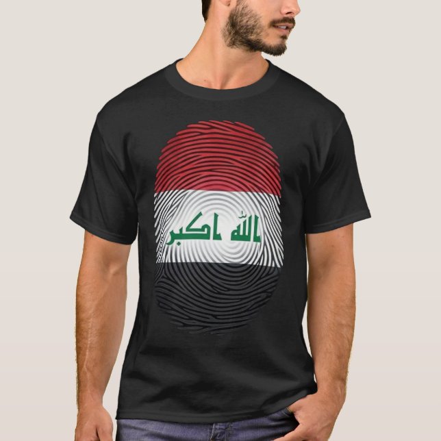 Irakisk flagg fingeravtryck patriotisk grafisk t-s t shirt (Framsida)