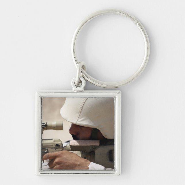 Irakiska arméns sergeant sights i mörker fyrkantig silverfärgad nyckelring (Framsidan)