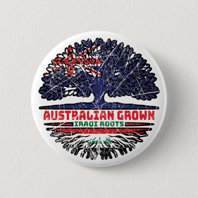 Irakiska australiska Australien Träd Roots Flagga Knapp (Framsida)