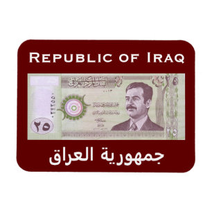 Irakiska dinar med Saddam Hussein Magnet