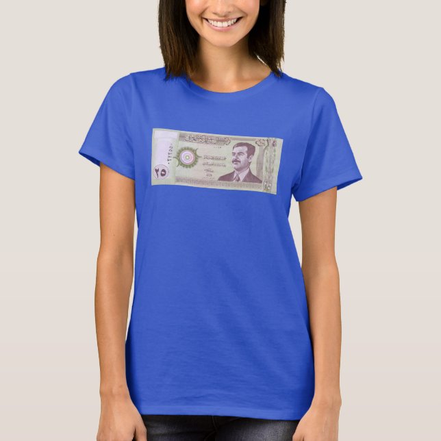 Irakiska dinar med Saddam Hussein T Shirt (Framsida)