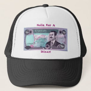 Irakiska dinar med Saddam Hussein Truckerkeps