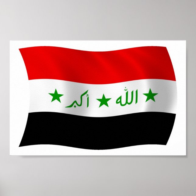 Iraks Flagga Poster Skriv ut (Framsidan)