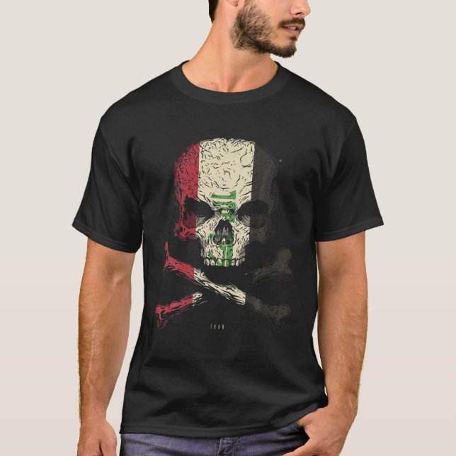Iraks Flagga Skull Crossbone T Shirt (Framsida)