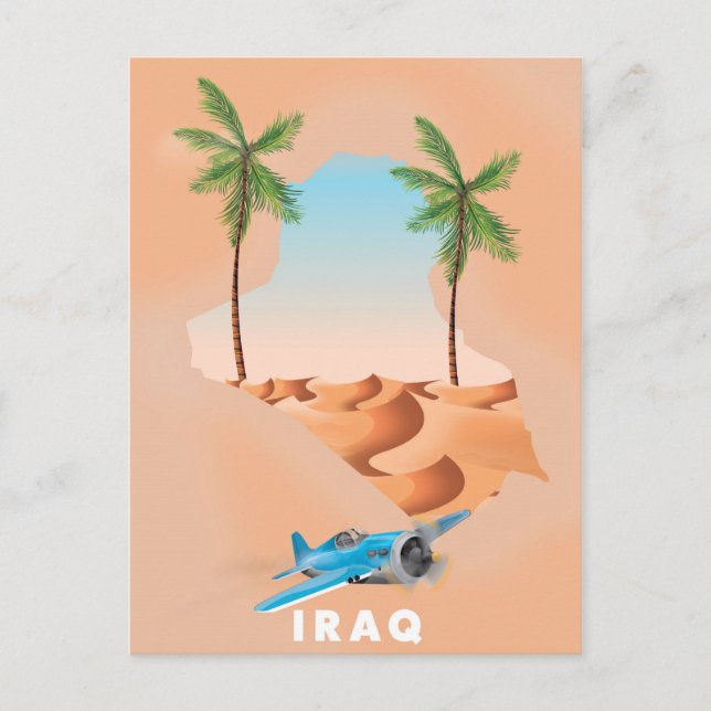 Iraks illustrerade reseaffisch. vykort (Framsida)