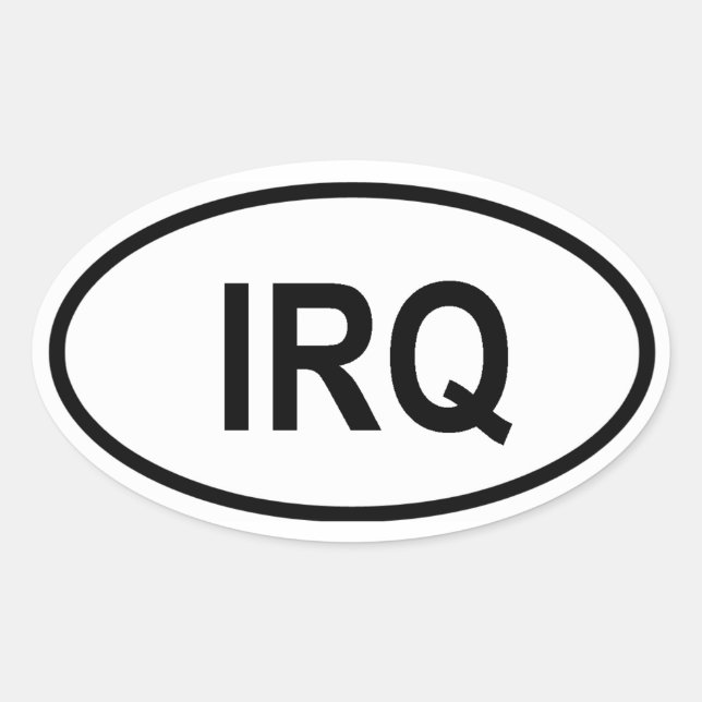 Iraks "IRQ" Ovalt Klistermärke (Framsida)