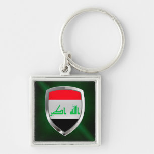 Iraks metallemblem fyrkantig silverfärgad nyckelring