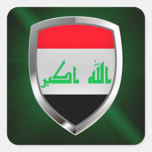 Iraks metallemblem fyrkantigt klistermärke