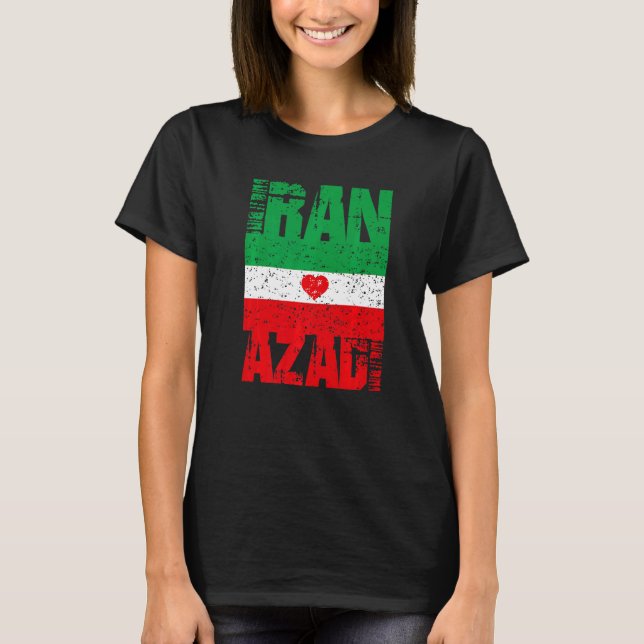 Iran Azadi Free Iran Heart Flag Freedom Quote T Shirt (Framsida)