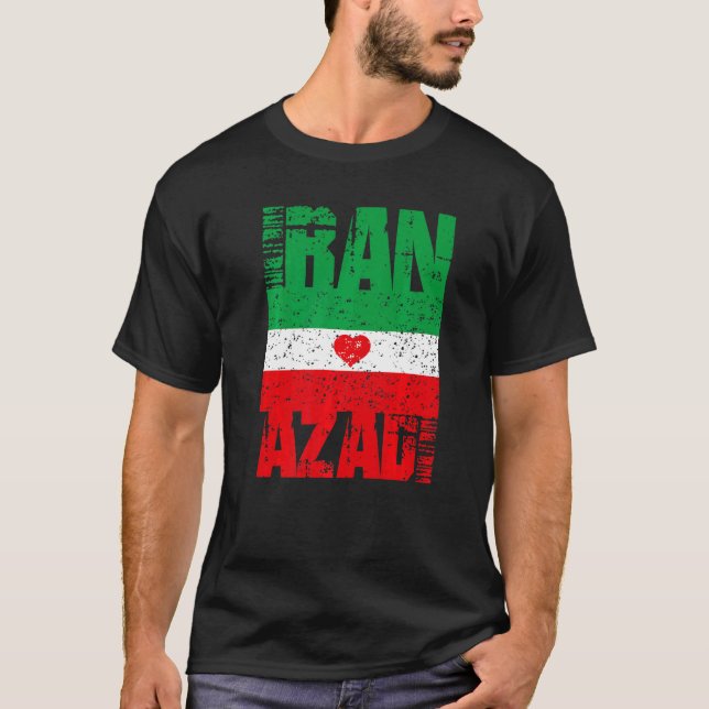 Iran Azadi Free Iran Heart Flag Freedom Quote T Shirt (Framsida)