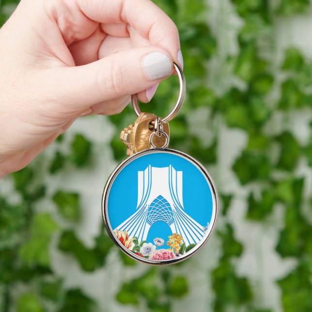 Iran Azadi Torn Rund Silverfärgad Nyckelring (Hand)