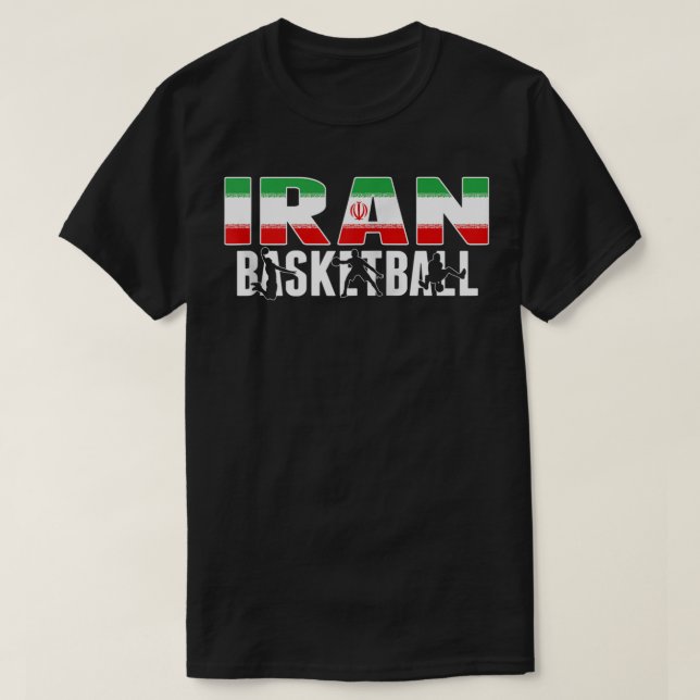 Iran Basketball Fläkt Jersey Iranian Flagga Proud  T Shirt (Design framsida)