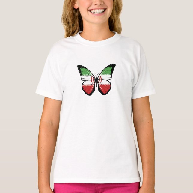 Iran Butterfly Flagga T Shirt (Framsida)