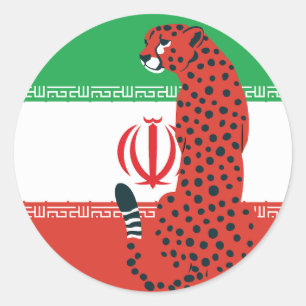 Iran Cheetah Iranian National Animal Flagga Runt Klistermärke