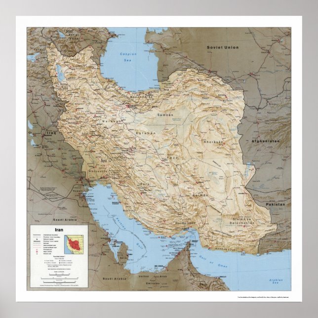 Iran Detaljerad Karta 1991 Poster (Framsidan)