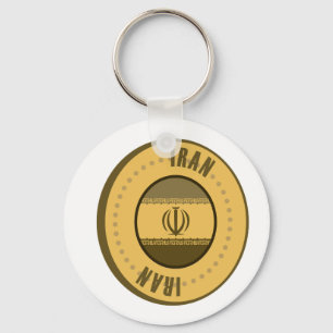 Iran Flag Gold Coin Nyckelring