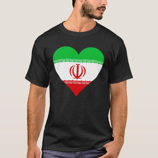 Iran Flag Heart Iran  Love Iran T Shirt (Framsida)