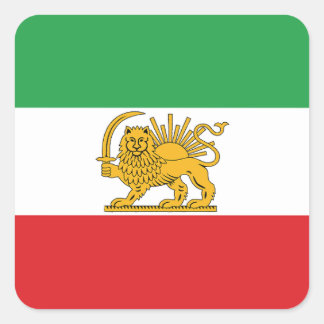 Iran Flag Lion And Sun Shah of Iran Flag Fyrkantigt Klistermärke