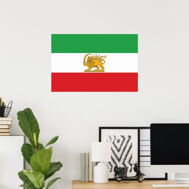 Iran Flag Lion And Sun Shah of Iran Flag Poster (Hemmakontoret)