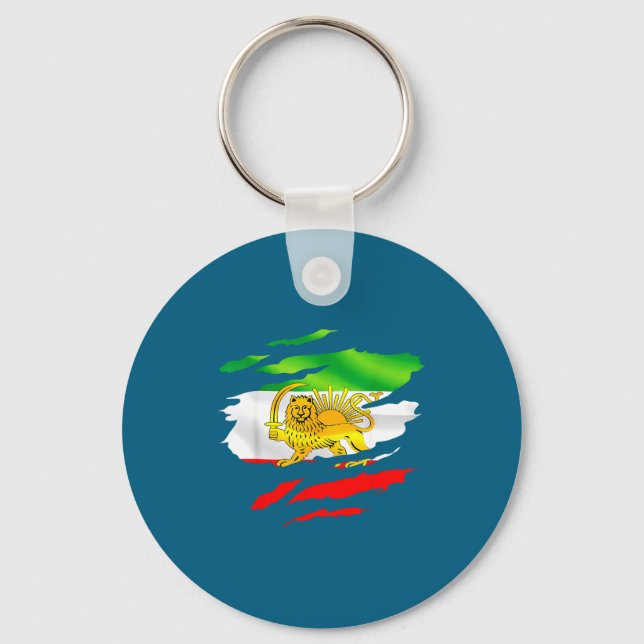 Iran Flag Map Lion Sun Artwork Nyckelring (Framsida)