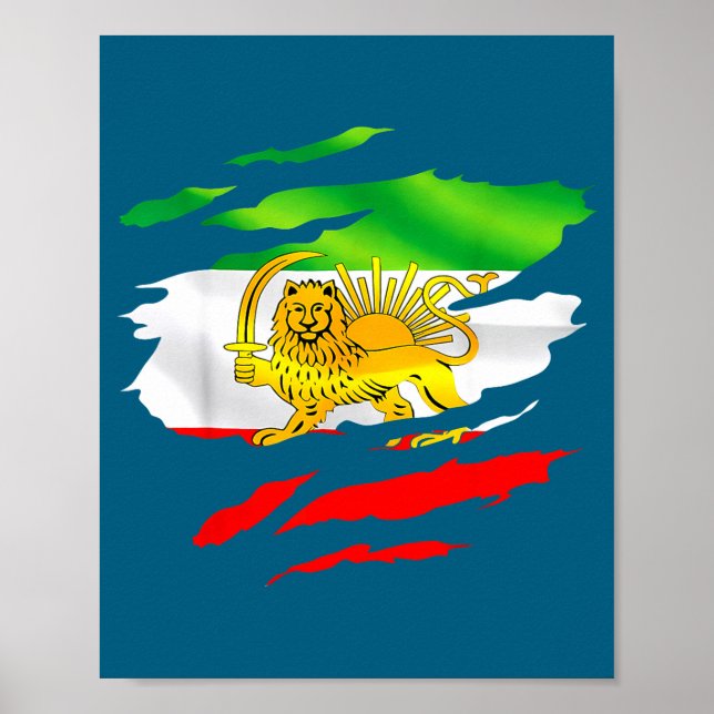 Iran Flag Map Lion Sun Awareness Support Poster (Framsidan)