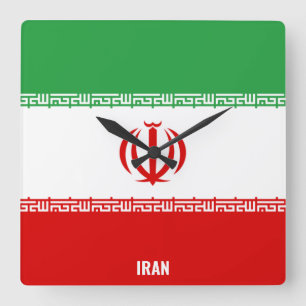 Iran Flagga Dazzling Patriotic Fyrkantig Klocka