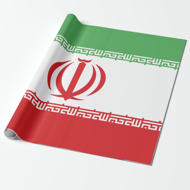 Iran Flagga Emblem Presentpapper (Utrullad)