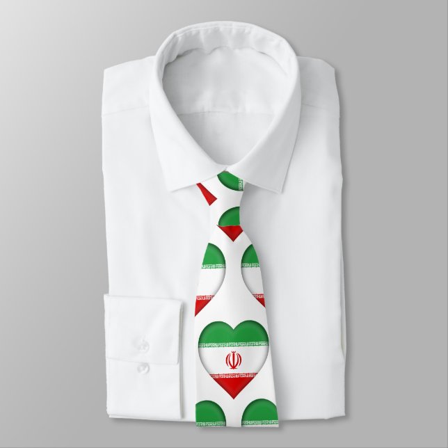 Iran Flagga Heart Mönster Neck Tie Slips (Bunden)