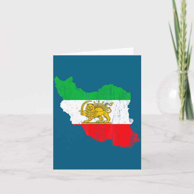 Iran Flagga Kart Löwe Persisk Design Kort (Framsida)