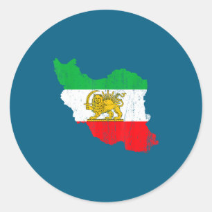 Iran Flagga Kart Löwe Persisk Runt Klistermärke