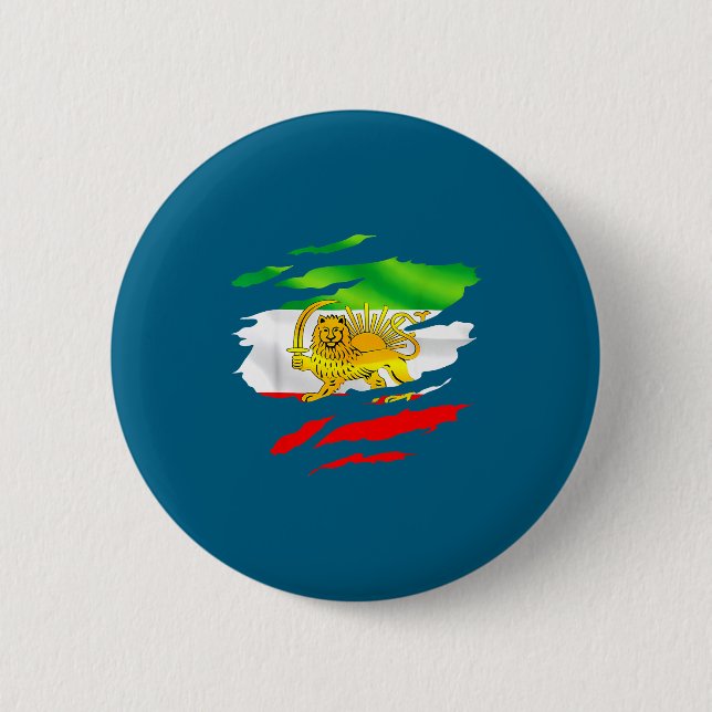 Iran Flagga Karta Lejon Sol Survivor Design Knapp (Framsida)