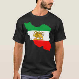 Iran Flagga Karta med Lejon Logotyp T Shirt