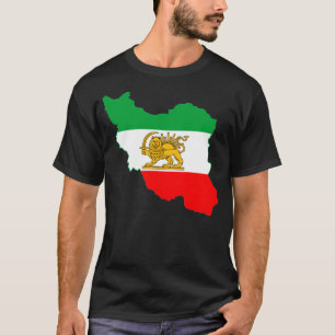 Iran Flagga Karta med Lejon Logotyp T Shirt