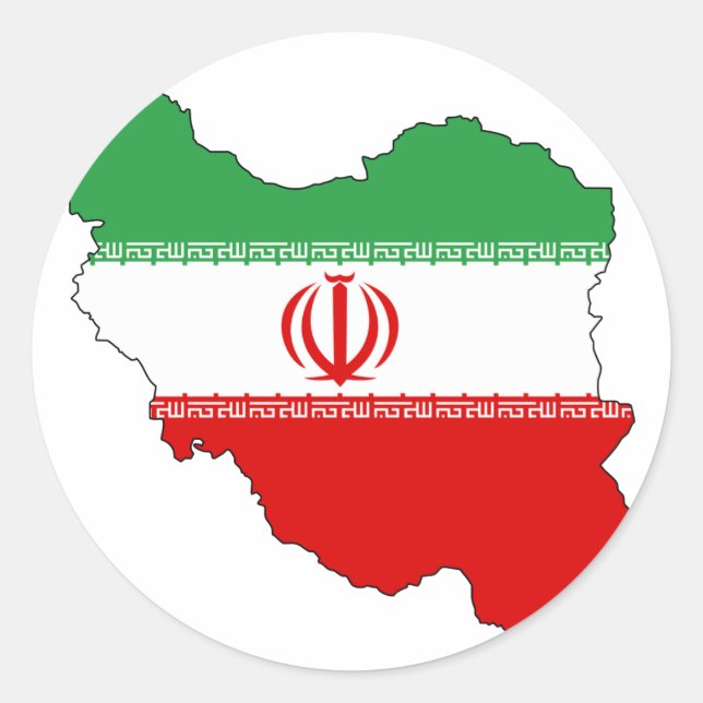 Iran flagga karta runt klistermärke (Framsida)