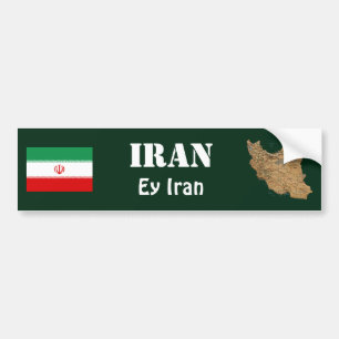 Iran flagga + Kartabildekal Bildekal