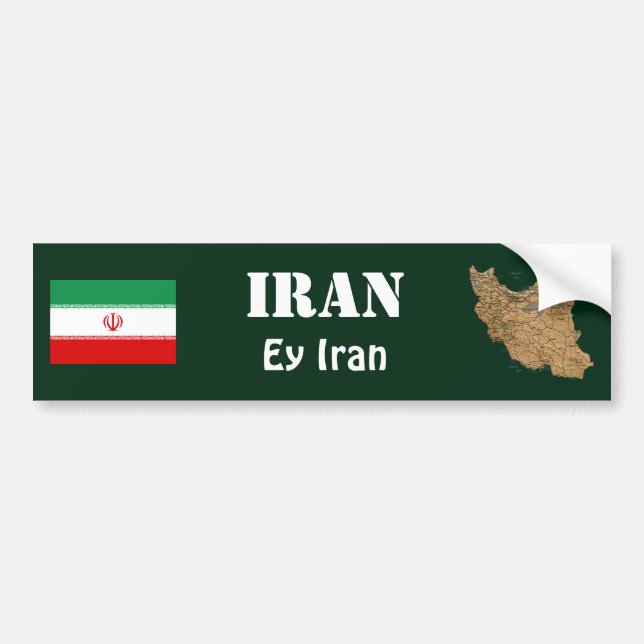 Iran flagga + Kartabildekal Bildekal (Framsidan)