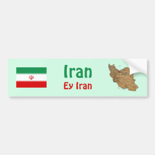 Iran flagga + Kartabildekal Bildekal
