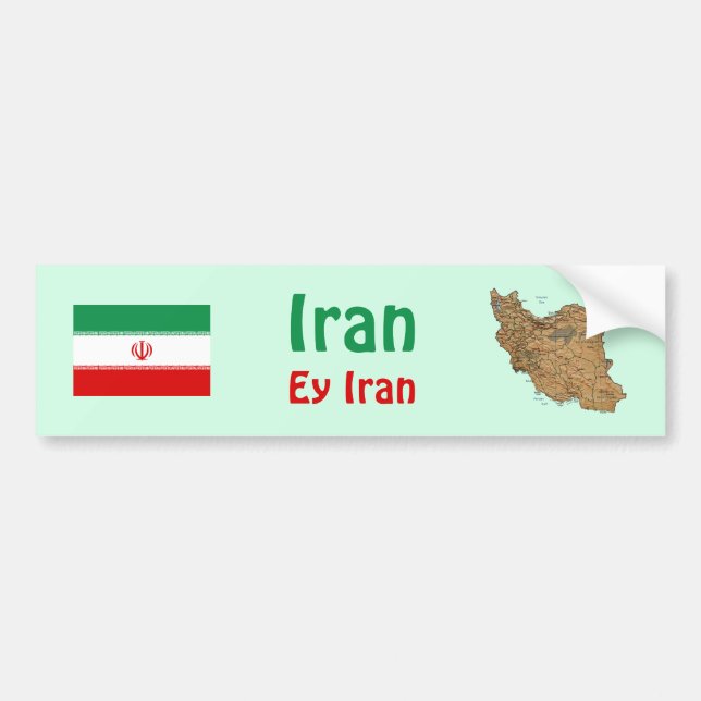 Iran flagga + Kartabildekal Bildekal (Framsidan)