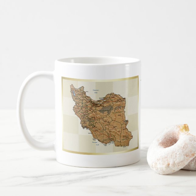 Iran flagga + Kartamugg Kaffemugg (Med munk)
