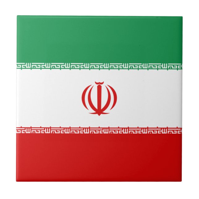 Iran Flagga Keramisk Platta Kakelplatta (Framsidan)